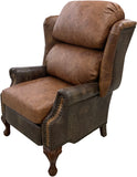 Bustleback - Wing Chair w/Pushback Recliner - Palio Whiskey