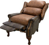 Bustleback - Wing Chair w/Pushback Recliner - Palio Whiskey