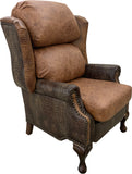 Bustleback - Wing Chair w/Pushback Recliner - Palio Whiskey