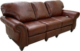Grande - Sofa with Power RA & LA Pushback Recliners - Armani Red Brown