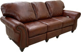 Grande - Sofa with Power RA & LA Pushback Recliners - Armani Red Brown