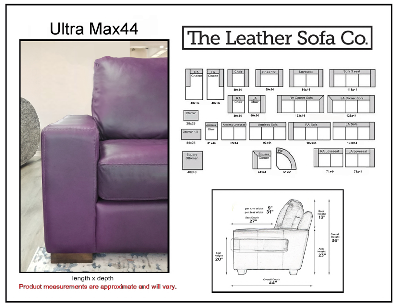 IN STOCK - Ultra Max 44 Sectional RA Sofa/LA Corner Sofa - Cowboy Bour