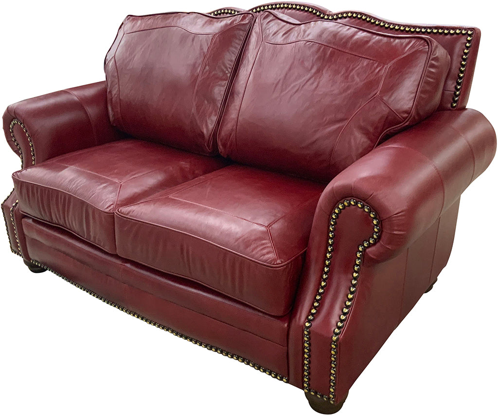 Walton Loveseat English Matador Deep Red- LeatherSofaCo
